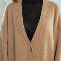 reversible V-neck knit cardigan