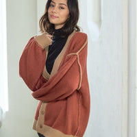 reversible V-neck knit cardigan