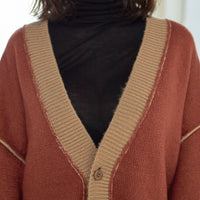 reversible V-neck knit cardigan