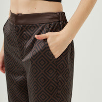 luxury rich satin pants(柄) / 枯茶(brown)
