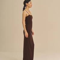 【9/27より発送】Aura Fit Padded Maxi Camisole Dress / 焦茶(dark brown)
