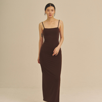 【9/27より発送】Aura Fit Padded Maxi Camisole Dress / 焦茶(dark brown)
