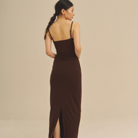 【9/27より発送】Aura Fit Padded Maxi Camisole Dress / 焦茶(dark brown)