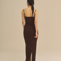 【9/27より発送】Aura Fit Padded Maxi Camisole Dress / 焦茶(dark brown)