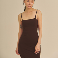 【9/27より発送】Aura Fit Padded Maxi Camisole Dress / 焦茶(dark brown)