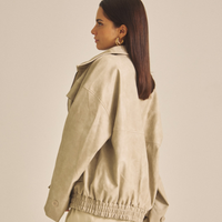 Vegan leather city jacket / 白花(ivory)