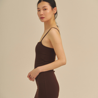 【9/27より発送】Aura Fit Padded Maxi Camisole Dress / 焦茶(dark brown)