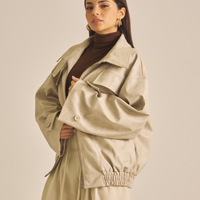 Vegan leather city jacket / 白花(ivory)