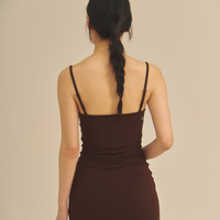【9/27より発送】Aura Fit Padded Maxi Camisole Dress / 焦茶(dark brown)