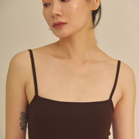 【9/27より発送】Aura Fit Padded Maxi Camisole Dress / 焦茶(dark brown)