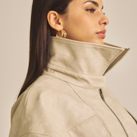 Vegan leather city jacket / 白花(ivory)