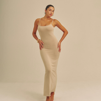 【9/27より発送】Aura Fit Padded Maxi Camisole Dress / 亜麻色(greige)