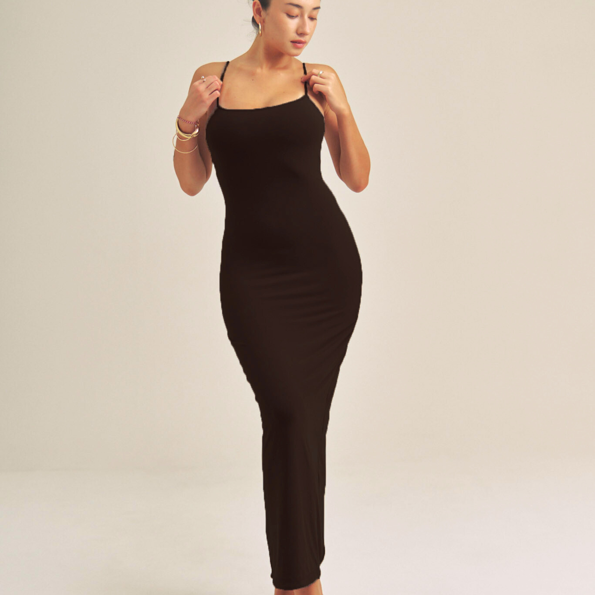 Aura Fit Padded Maxi Camisole Dress / 墨(black) – AMATERASJAPAN
