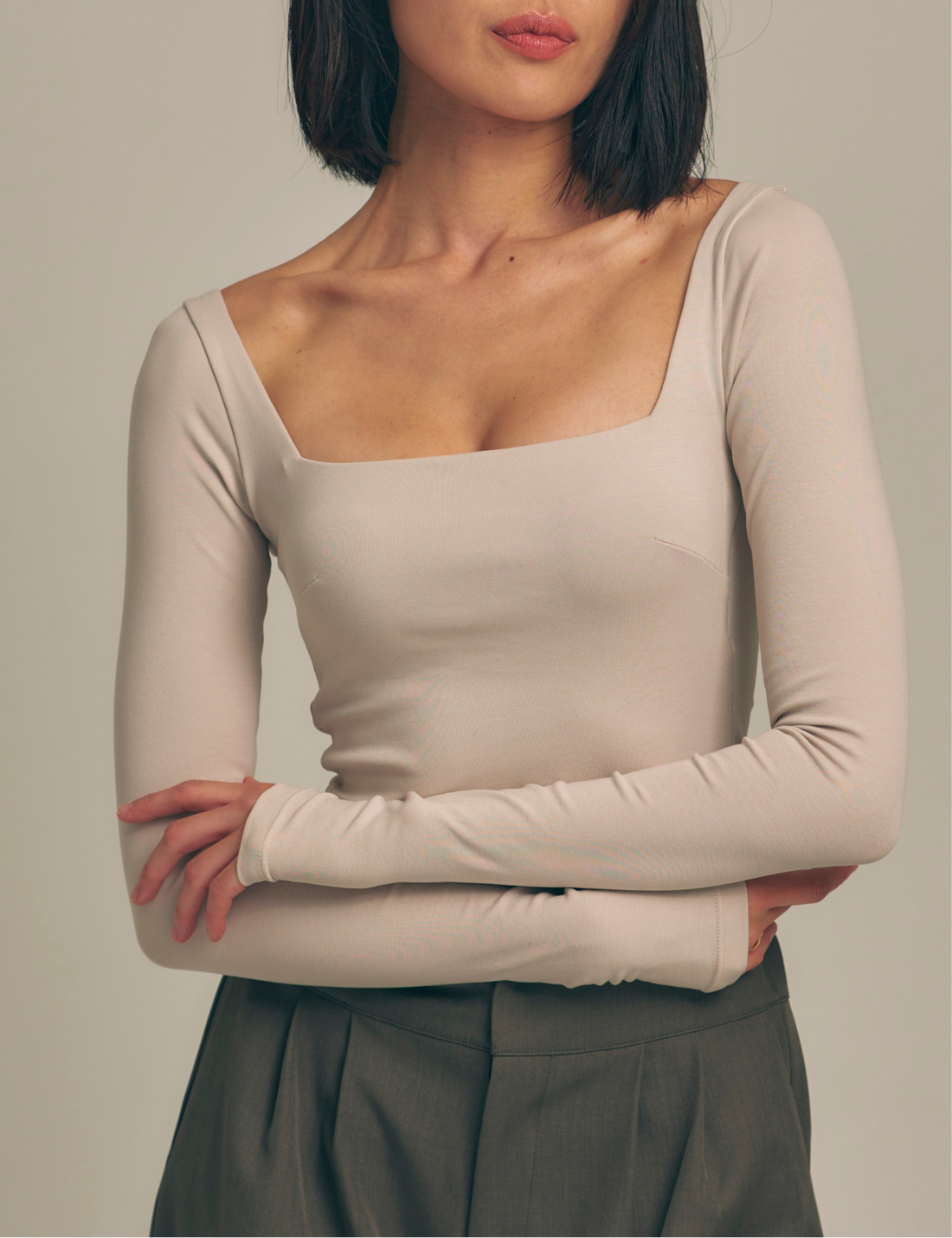 【1月上旬発送】Dreamy×WABISABI long sleeve top / 枯野(ivory beige)