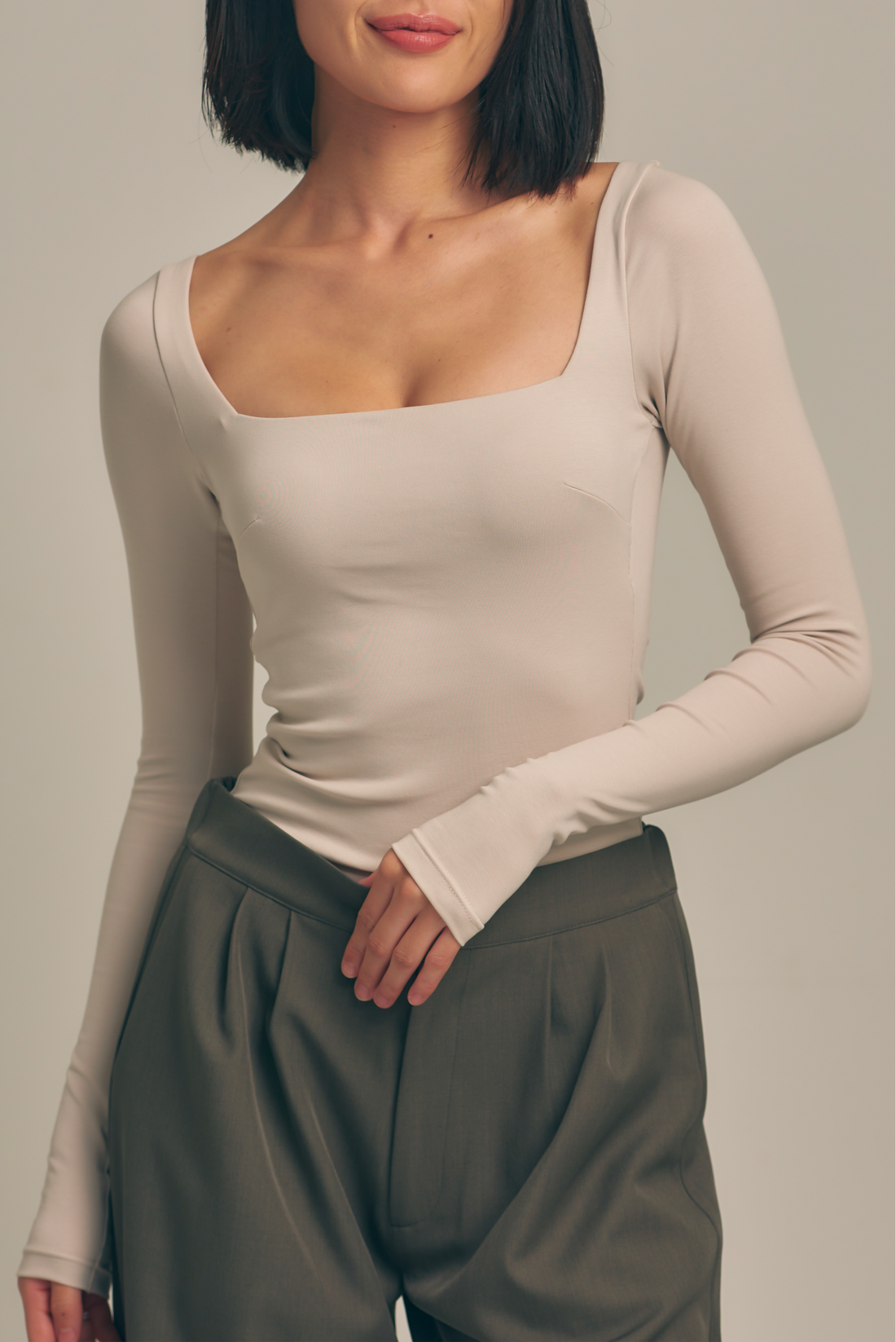 【1月上旬発送】Dreamy×WABISABI long sleeve top / 枯野(ivory beige)