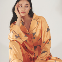 Chic Comfort Satin Pajama Shirt / Amber(orange)