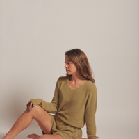 Sunlit Winery Fluffy Knit Rompers / 抹茶(matcha)