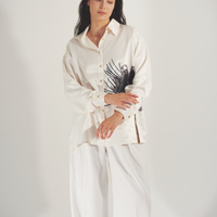 Harmony Elegant Satin Shirt / Gofun(white)