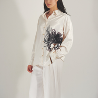 Harmony Elegant Satin Shirt / Gofun(white)