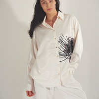 Harmony Elegant Satin Shirt / Gofun(white)