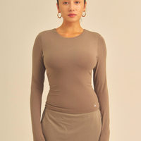 【COMING SOON】Aurafit Padded Long Sleeve Top / 紫鼠(charcoal)