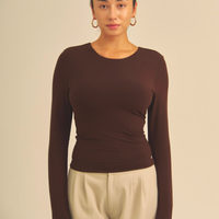 【COMING SOON】Aurafit Padded Long Sleeve Top / 焦茶(dark brown)