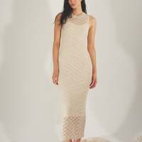 Ocean Breeze Elegant Knit Dress / 胡粉(off white)