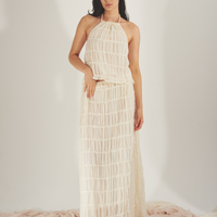 Ocean Breeze Elegant Chiffon Top / 胡粉(off white)