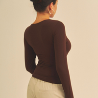 【COMING SOON】Aurafit Padded Long Sleeve Top / 焦茶(dark brown)
