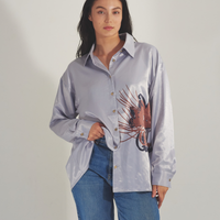 Harmony Elegant Satin Shirt / Gray