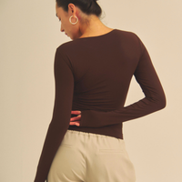 【COMING SOON】Aurafit Padded Long Sleeve Top / 焦茶(dark brown)