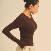 【COMING SOON】Aurafit Padded Long Sleeve Top / 焦茶(dark brown)