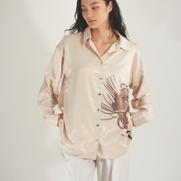 Harmony Elegant Satin Shirt / Flax (beige)