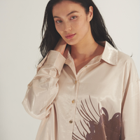Harmony Elegant Satin Shirt / Flax (beige)