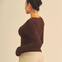 【COMING SOON】Aurafit Padded Long Sleeve Top / 焦茶(dark brown)