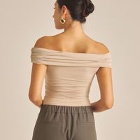 Elegant Draped Padded Top / 亜麻色(greige)