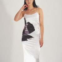 Garden Grace Satin Maxi Dress / Gofun(White)