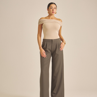 Elegant Draped Padded Top / 亜麻色(greige)