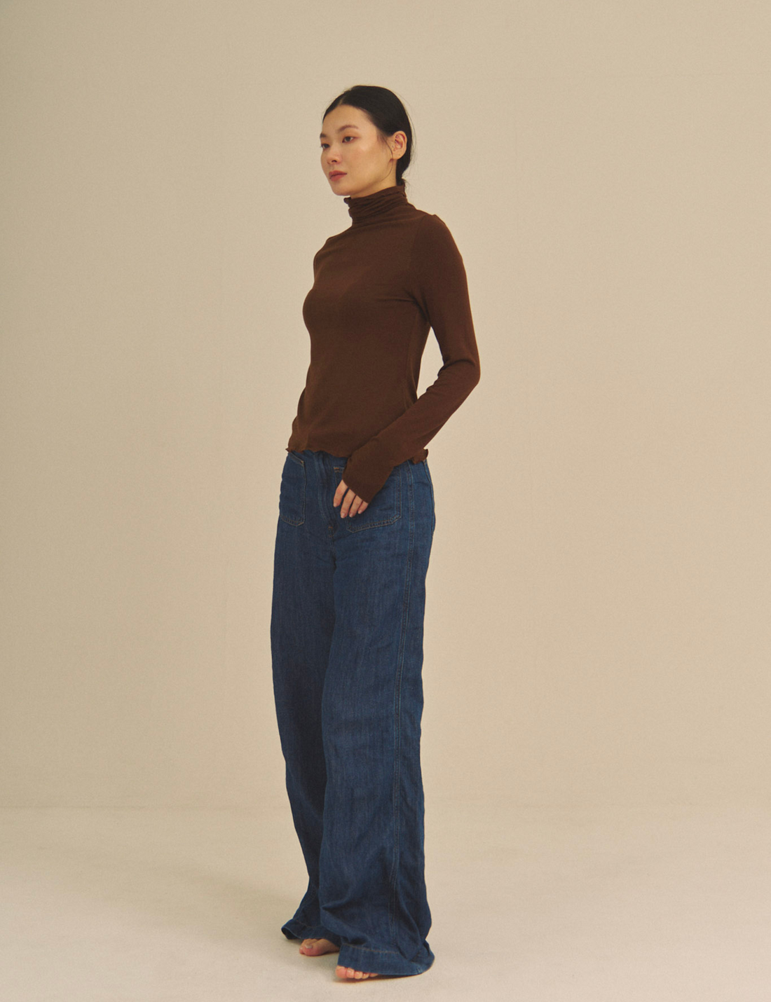 Sheer Grace Turtleneck / 焦茶(dark brown)