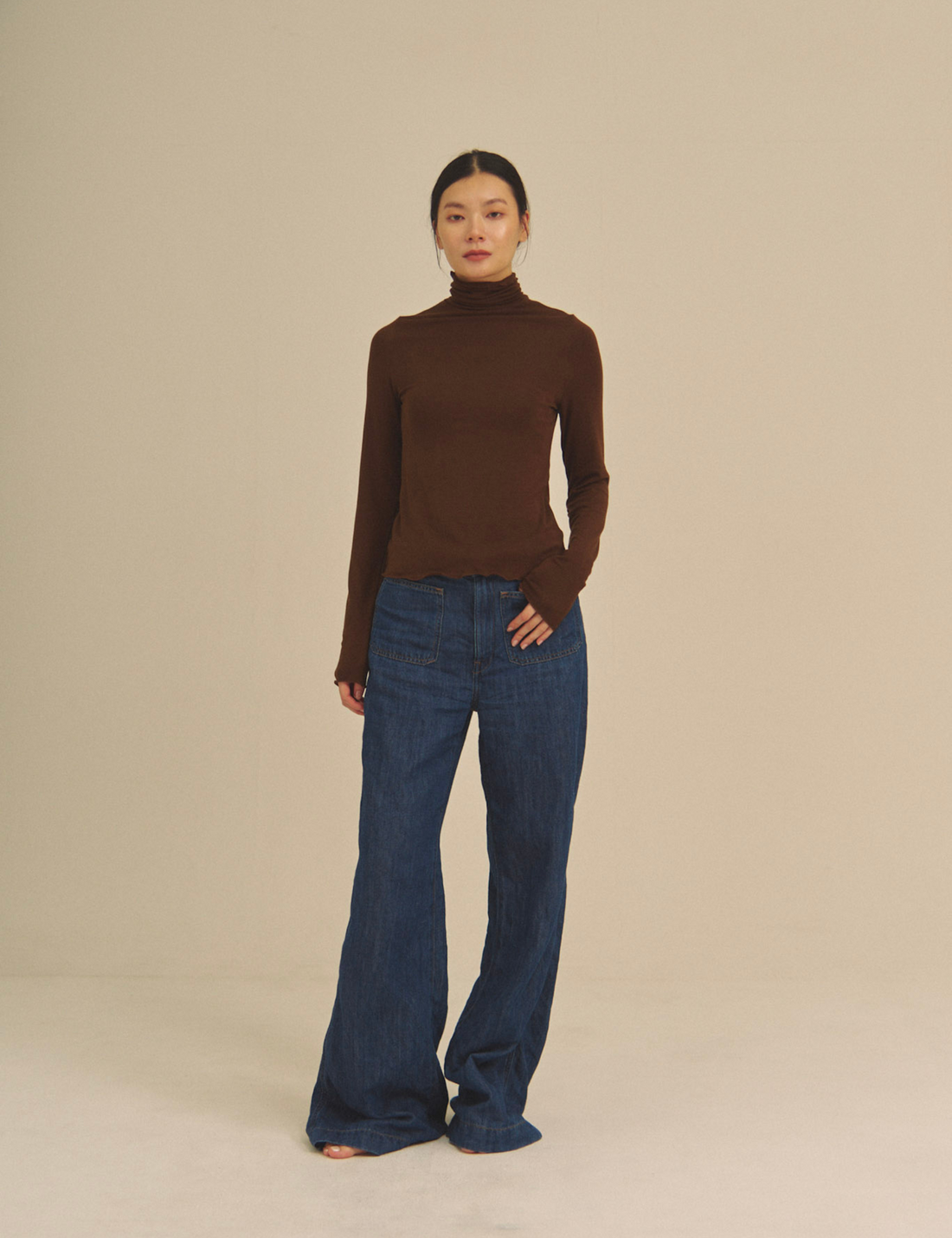 Sheer Grace Turtleneck / 焦茶(dark brown)