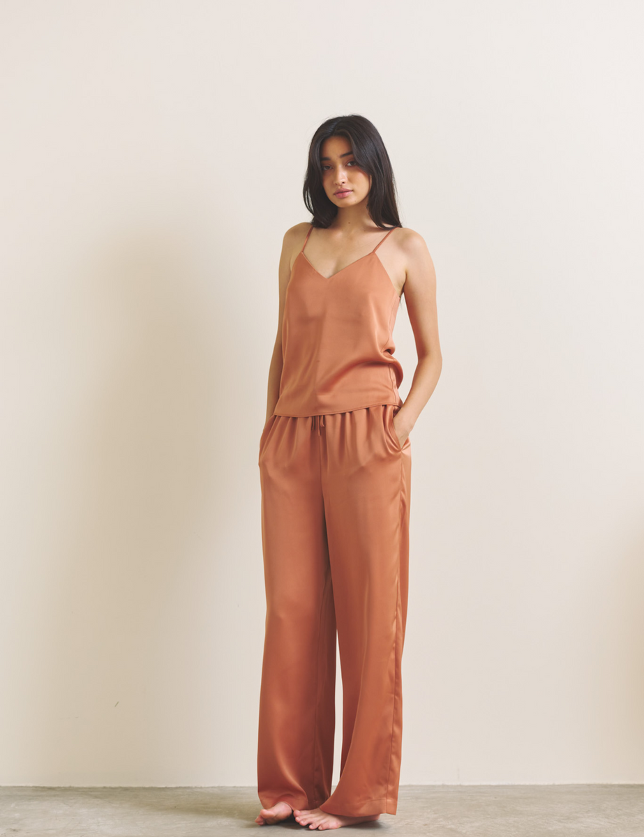AMATERAS SATIN PAJAMA SHIRT 琥珀(ORANGE) Chic Comfort Satin Pajama Shirt / 琥珀(orange) – AMATERASJAPAN
