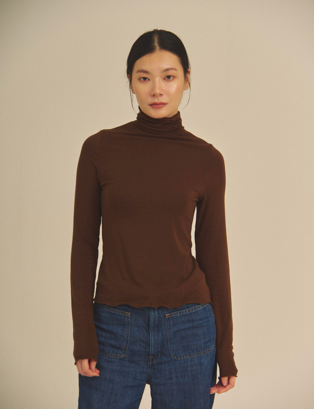 Sheer Grace Turtleneck / 焦茶(dark brown)