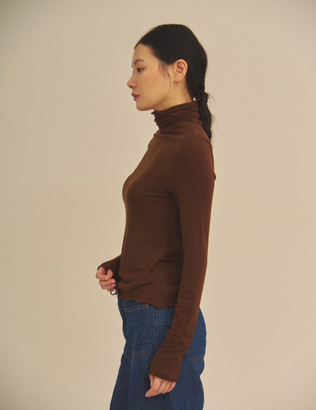 Sheer Grace Turtleneck / 焦茶(dark brown)