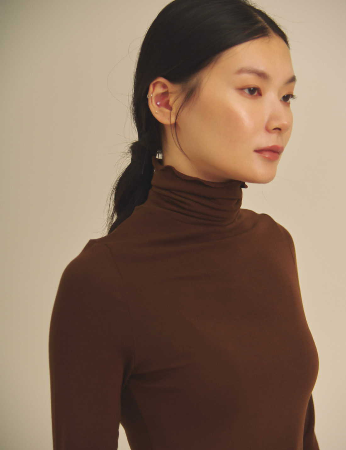 Sheer Grace Turtleneck / 焦茶(dark brown)