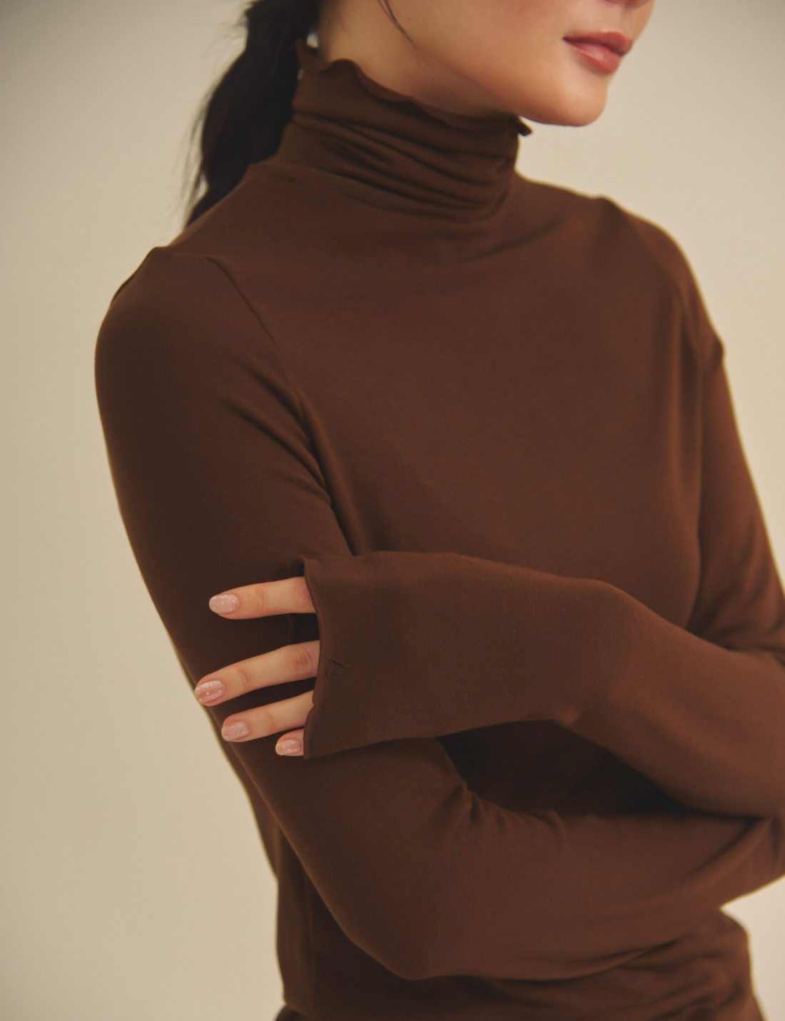 Sheer Grace Turtleneck / 焦茶(dark brown)
