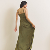 Rich Satin Bloom dress / 抹茶(matcha)