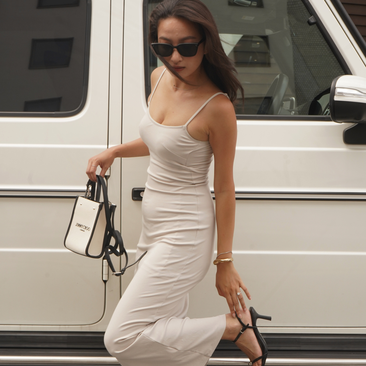 Dreamy×WABISABI style up camisole dress / 枯野(ivory beige