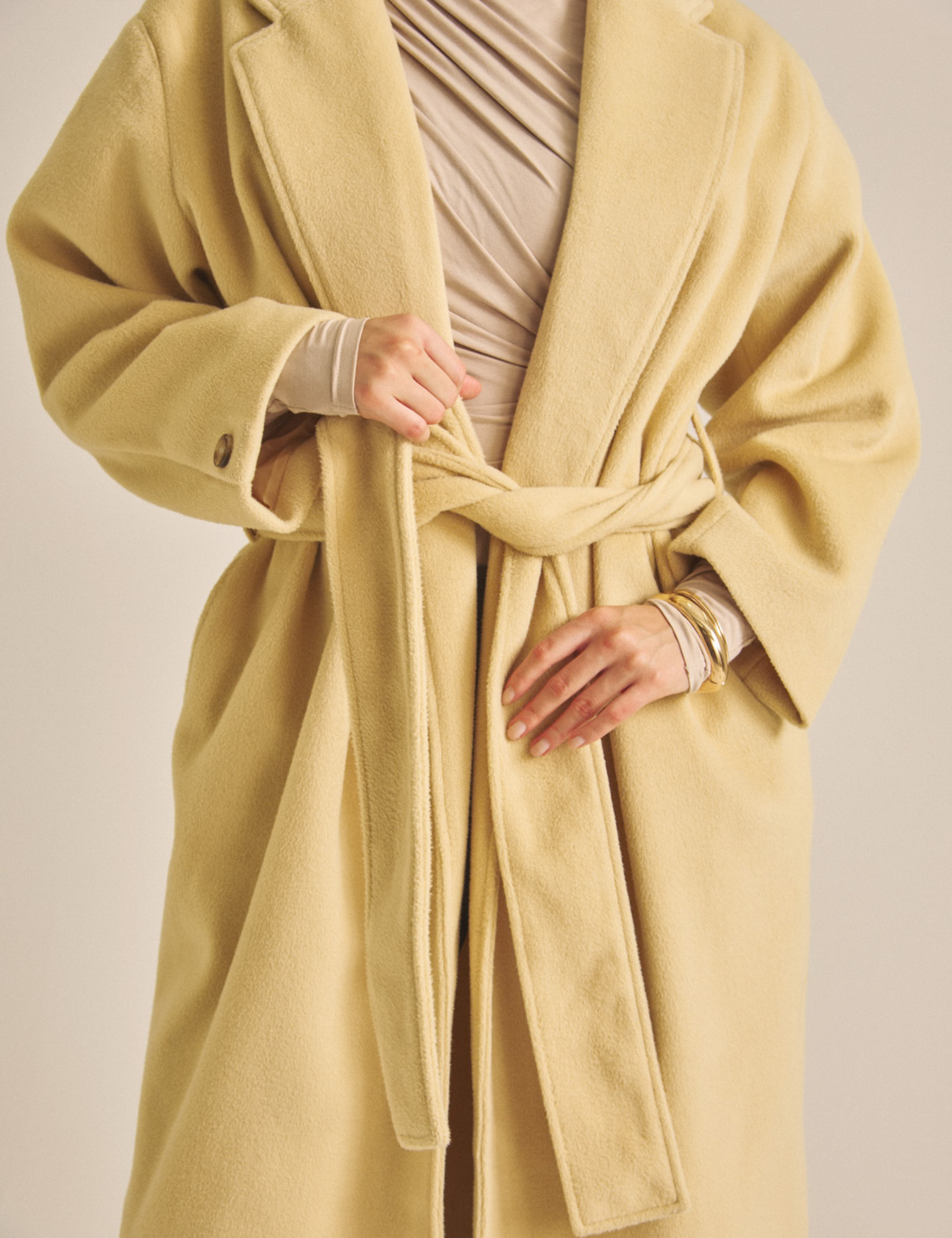 【11月中旬発送】Elegant Kimono Long Coat / 蜂蜜色(yellow)