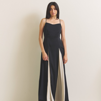 Rich Satin Bloom dress / 墨(black)