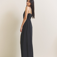 Rich Satin Bloom dress / 墨(black)
